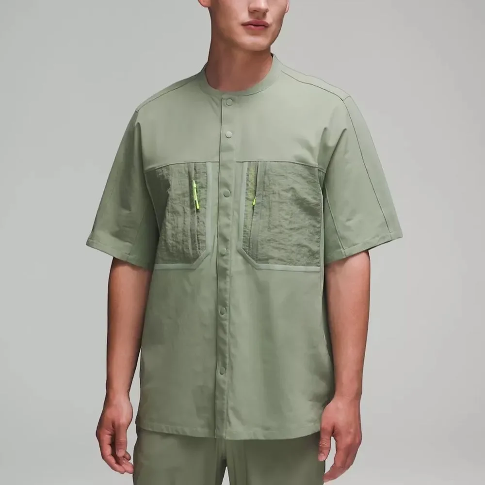 Lululemon Mens Water-Repellent Hiking Short Sleeve Shirt in Laurel green NWT - Picture 2 of 6